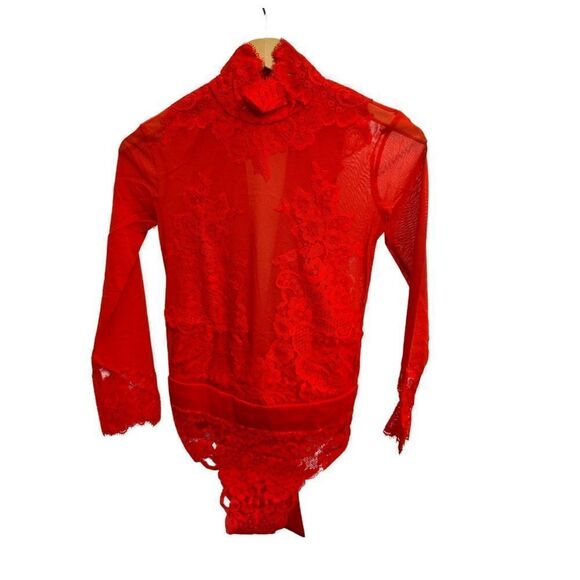 Free People HAH Take HAH Bow Bodysuit Red - Picture 3 of 9